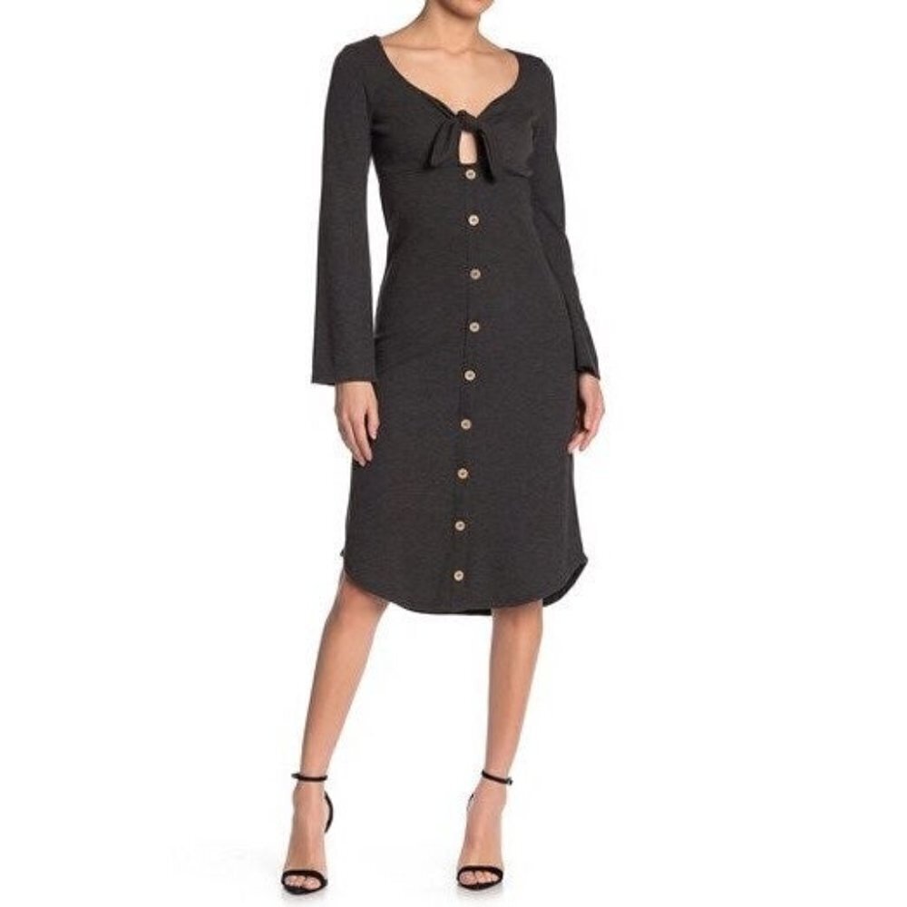 LUNACHIX Tie Front Midi Dress